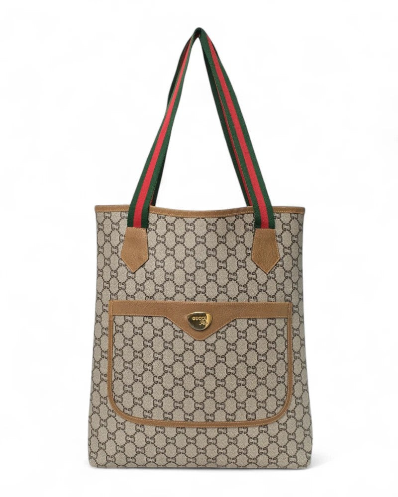 Gucci Vertical Gg Supreme Plus Brown Shopper