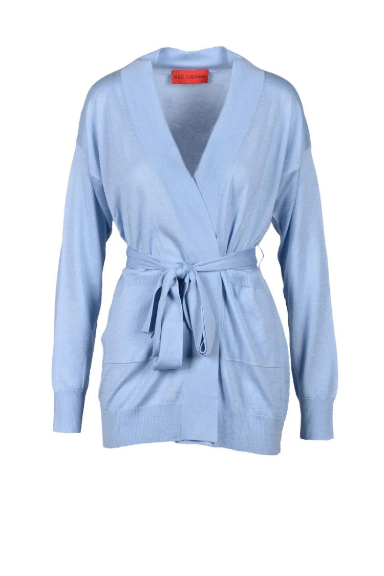 Wild Cashmere Silk Cashmere Cardigan - Celeste