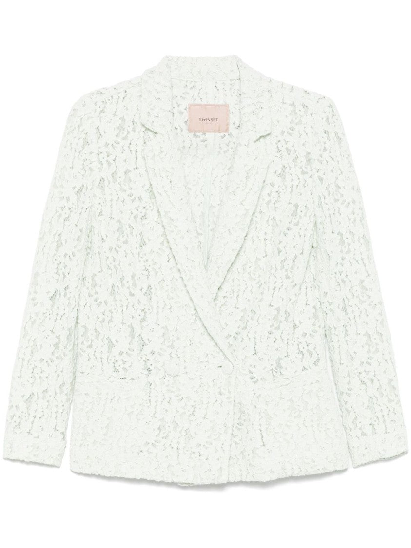 Twin-Set Tailored Green Jacket With Lace Detail