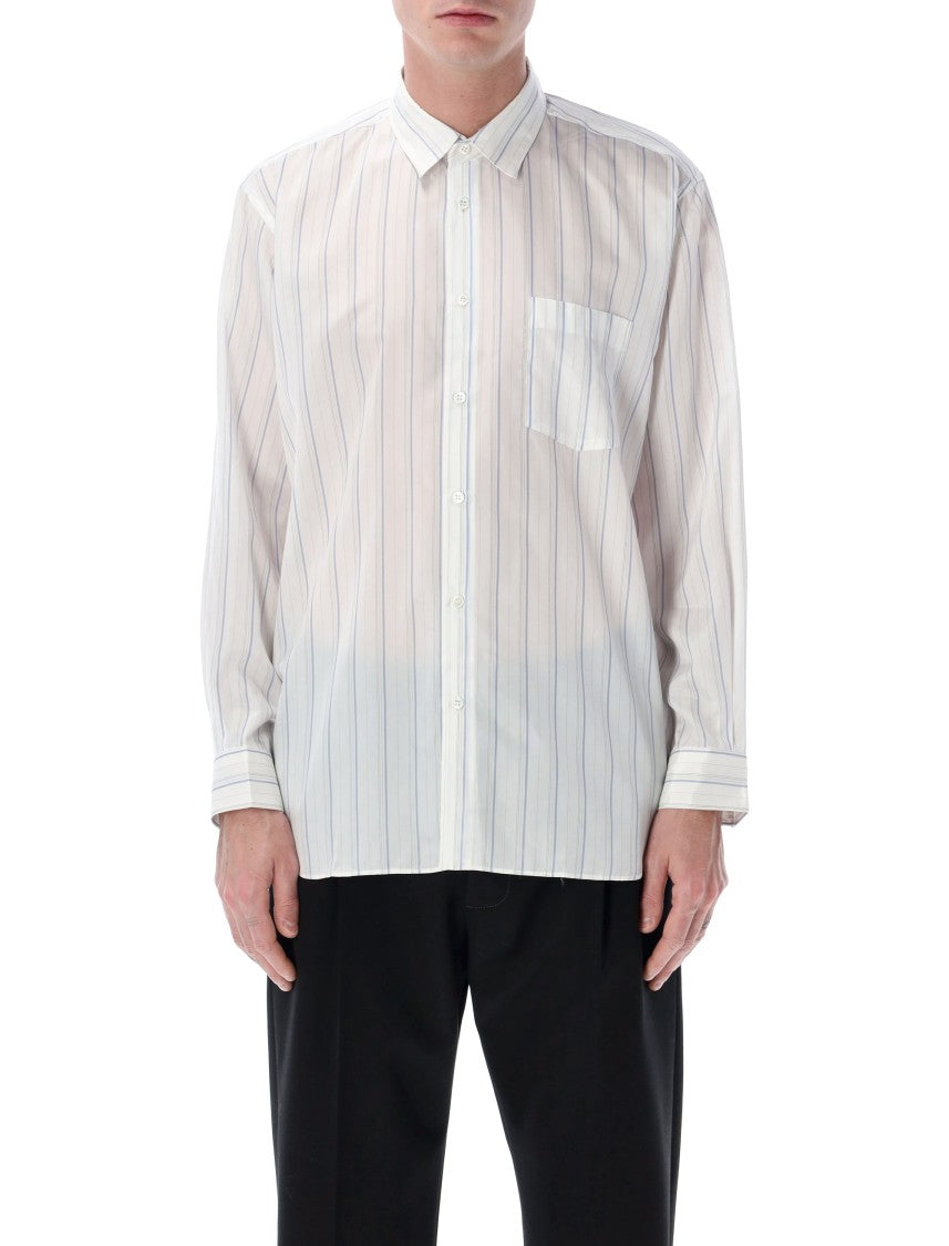 Comme Des Garçons Striped Cupro Lightweight Long Shirt