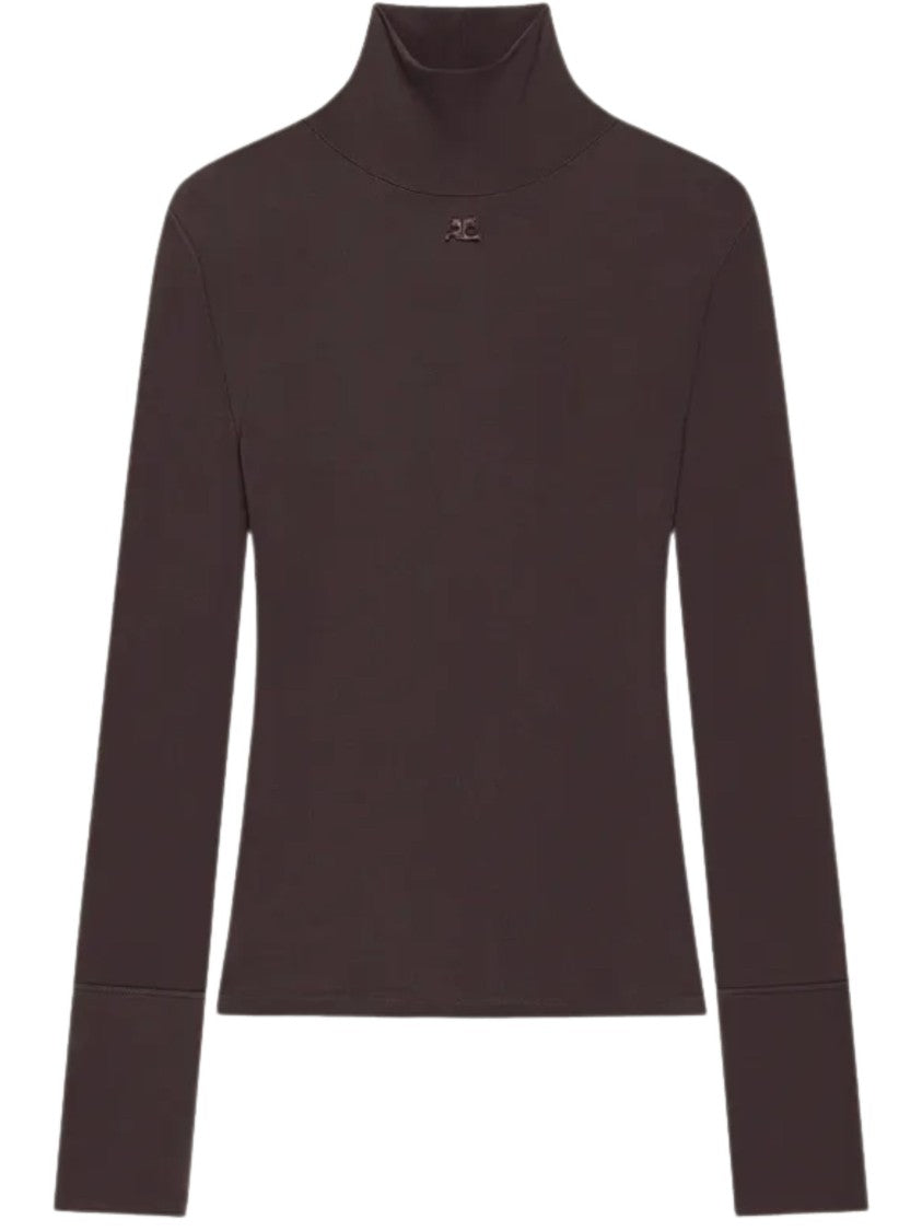 Courrèges Fitted Long-Sleeve High Neck T-Shirt