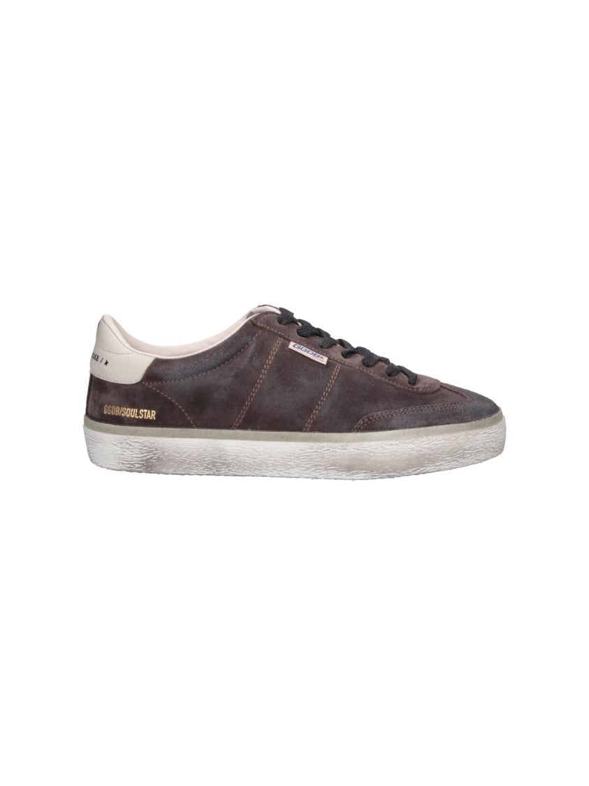Golden Goose Low-Top Vintage Brown Suede Sneakers With Gold Accents