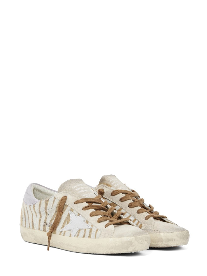 Golden Goose Zebra-Pattern Sneakers With Suede Accents