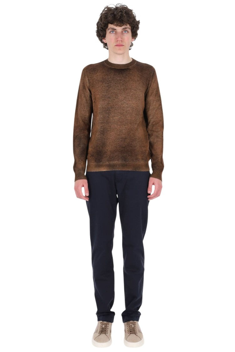 Avant Toi Brown Hand-Painted Cashmere Crewneck Sweater