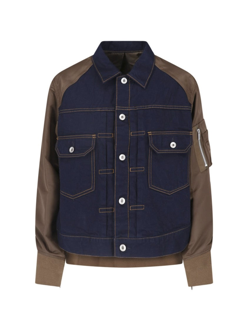 Sacai Blue Denim-Nylon Blend Jacket