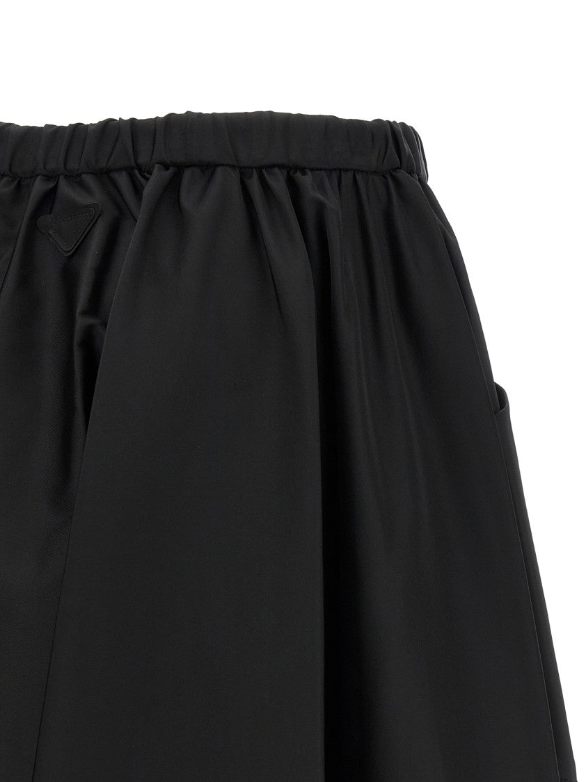 Prada Re-Nylon Midi Skirt With Saffiano Leather Accents