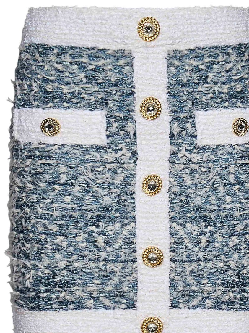 Balmain Fringed Tweed Miniskirt