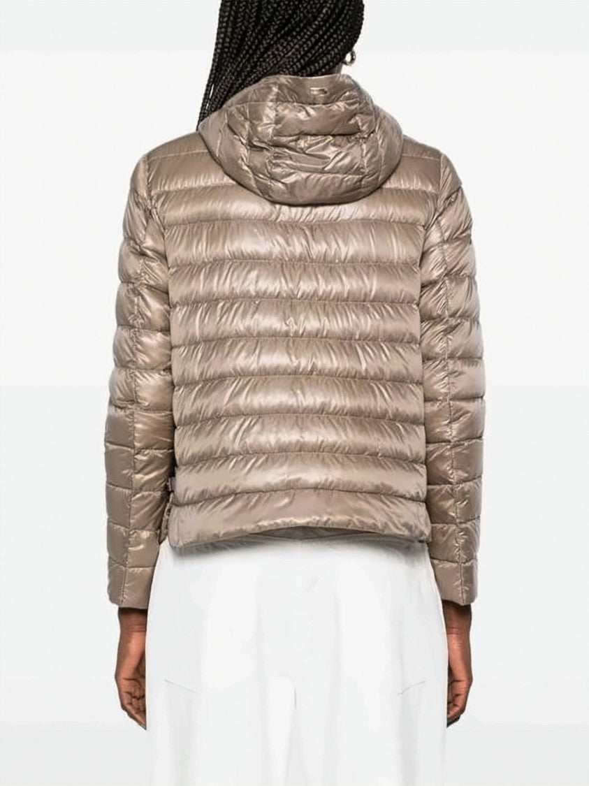Herno Quilted Lightweight Down Jacket With Glossy Finish And Hood