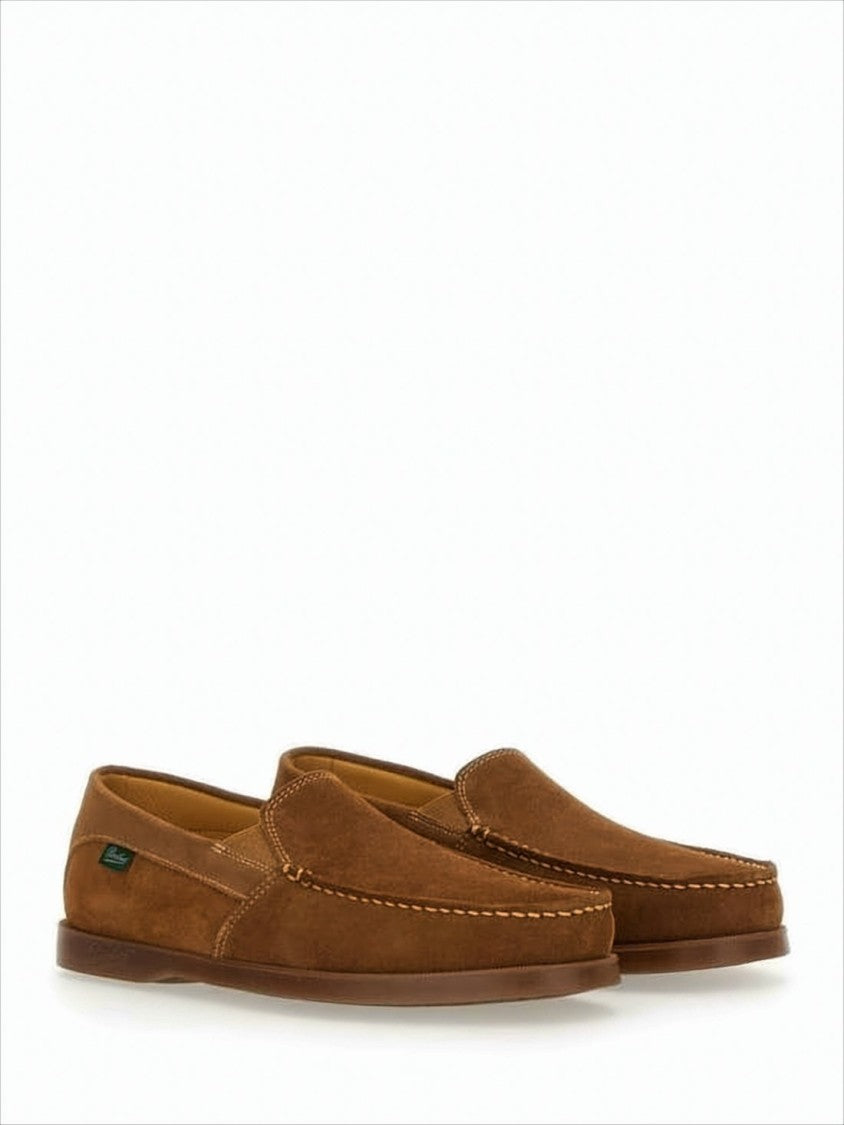 Paraboot Brown Suede Loafers With Moccasin Toe Design