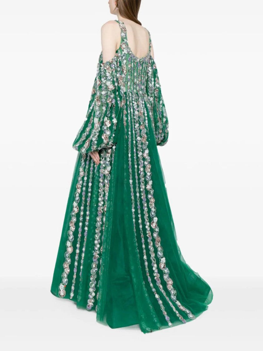 Saiid Kobeisy Off-Shoulder Beaded Dress With Shoulder Straps