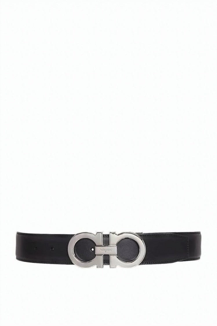 Salvatore Ferragamo Polished Leather Belt With Distinctive Silver-Tone Gancini Buckle