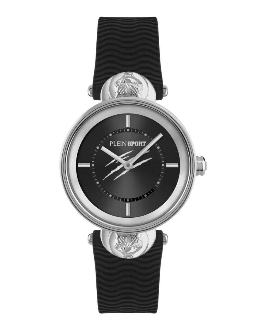 Plein Sport Two-Hand Quartz Movement Watch With Textured Silicone Strap