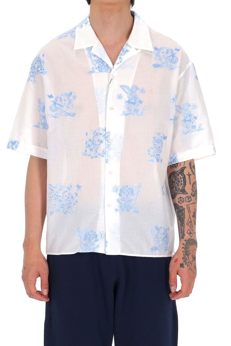 Kenzo Cartoon Hawaiian Embroidered Cotton Casual Shirt