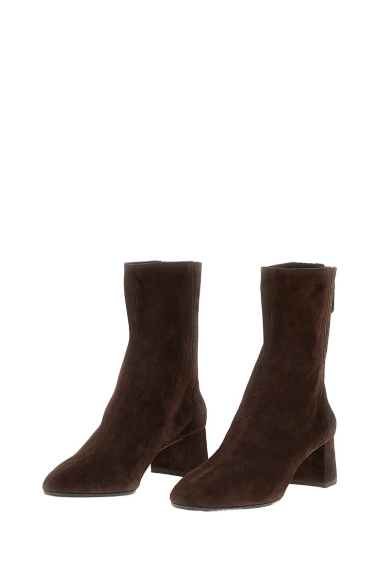 Aquazzura Classic Suede Leather Booties With Back Zip Closure