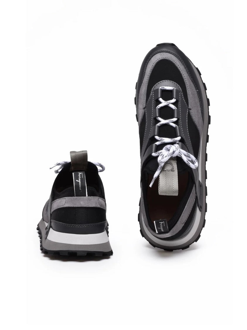 Salvatore Ferragamo Indy Leather/Other Fibers Sneakers - Grey/Black