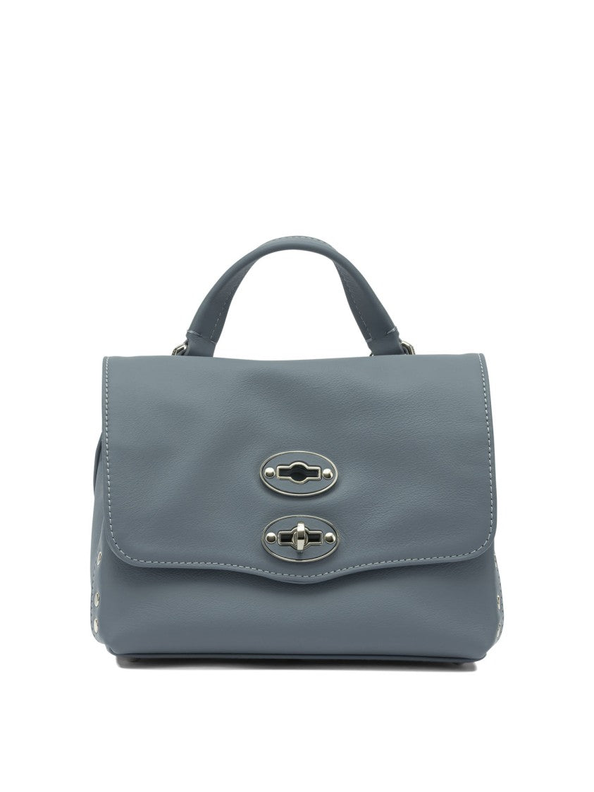 Zanellato Structured Blue Leather Handbag With Turn-Lock Closure