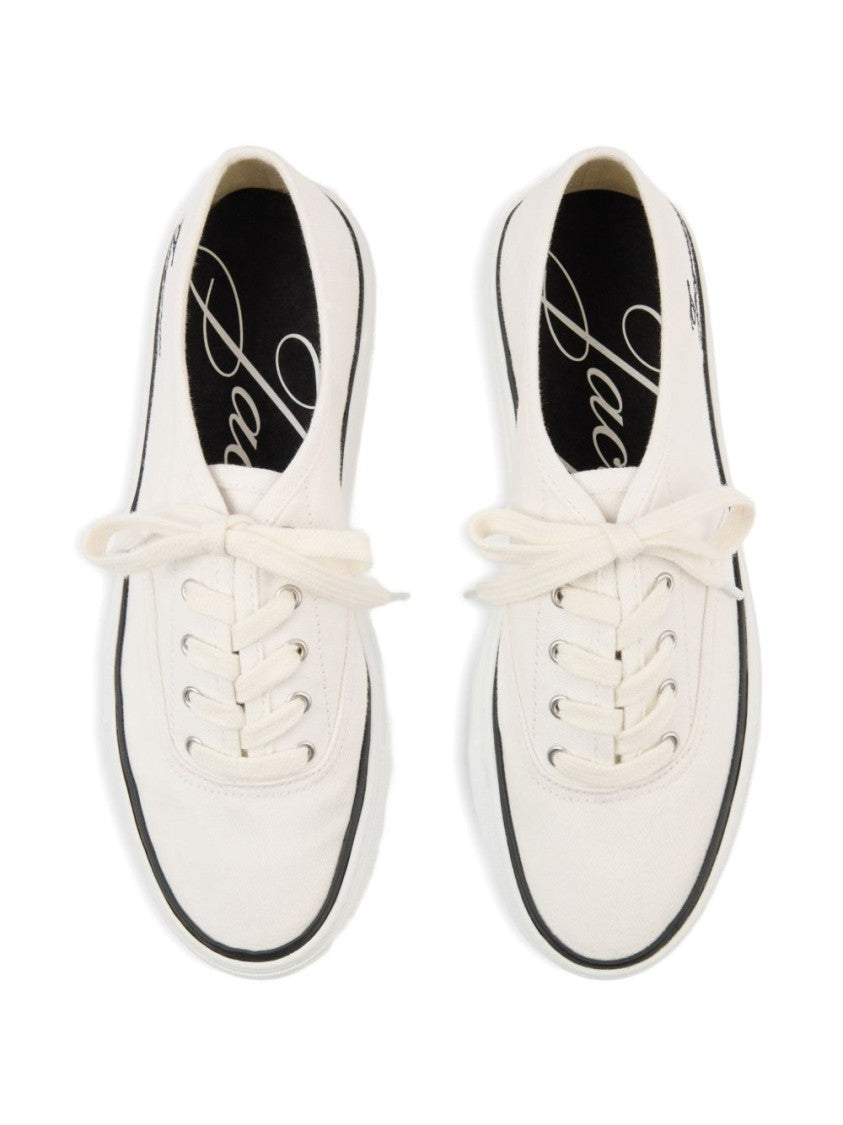 Jacquemus Beige White Lace-Up Cotton Sneakers