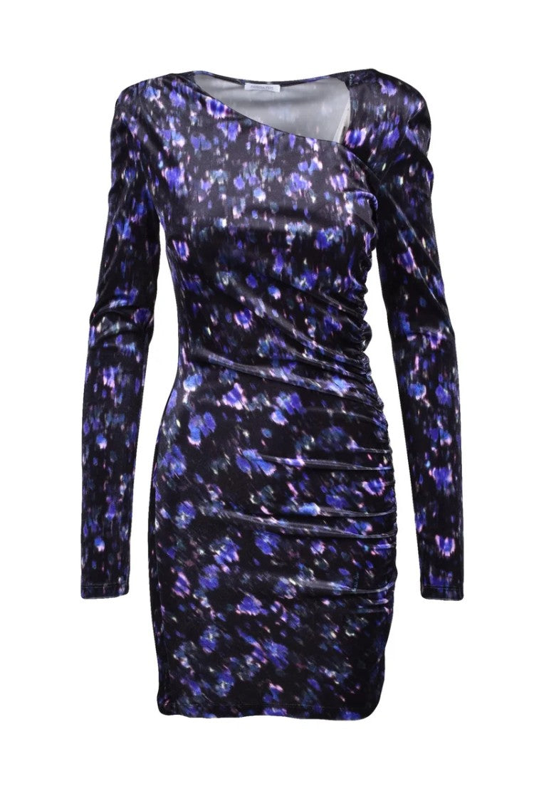 Patrizia Pepe Stretch Velvet Dress - Black/Purple