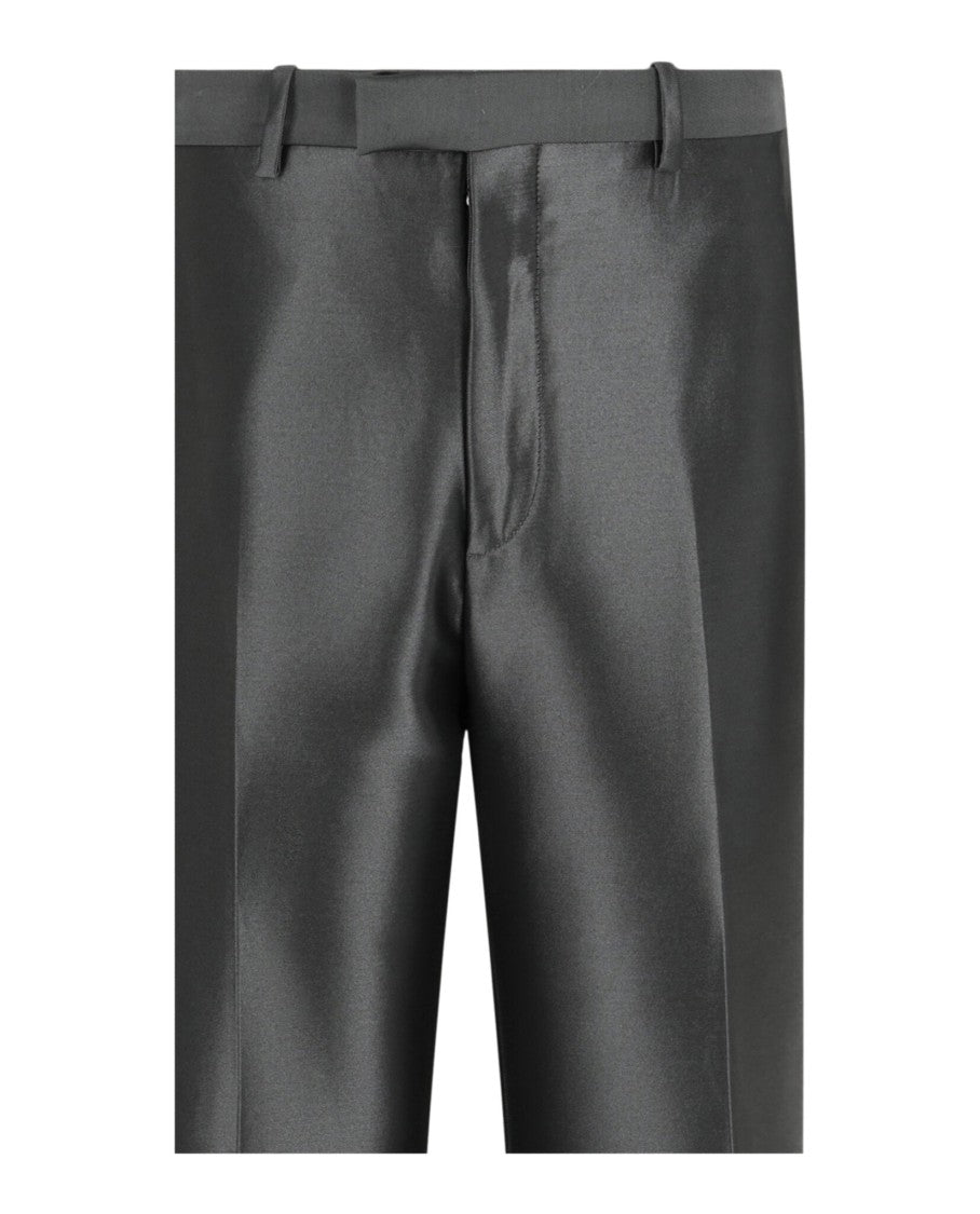 Ferragamo Mid Rise Metallic Sheen Tailored Trousers