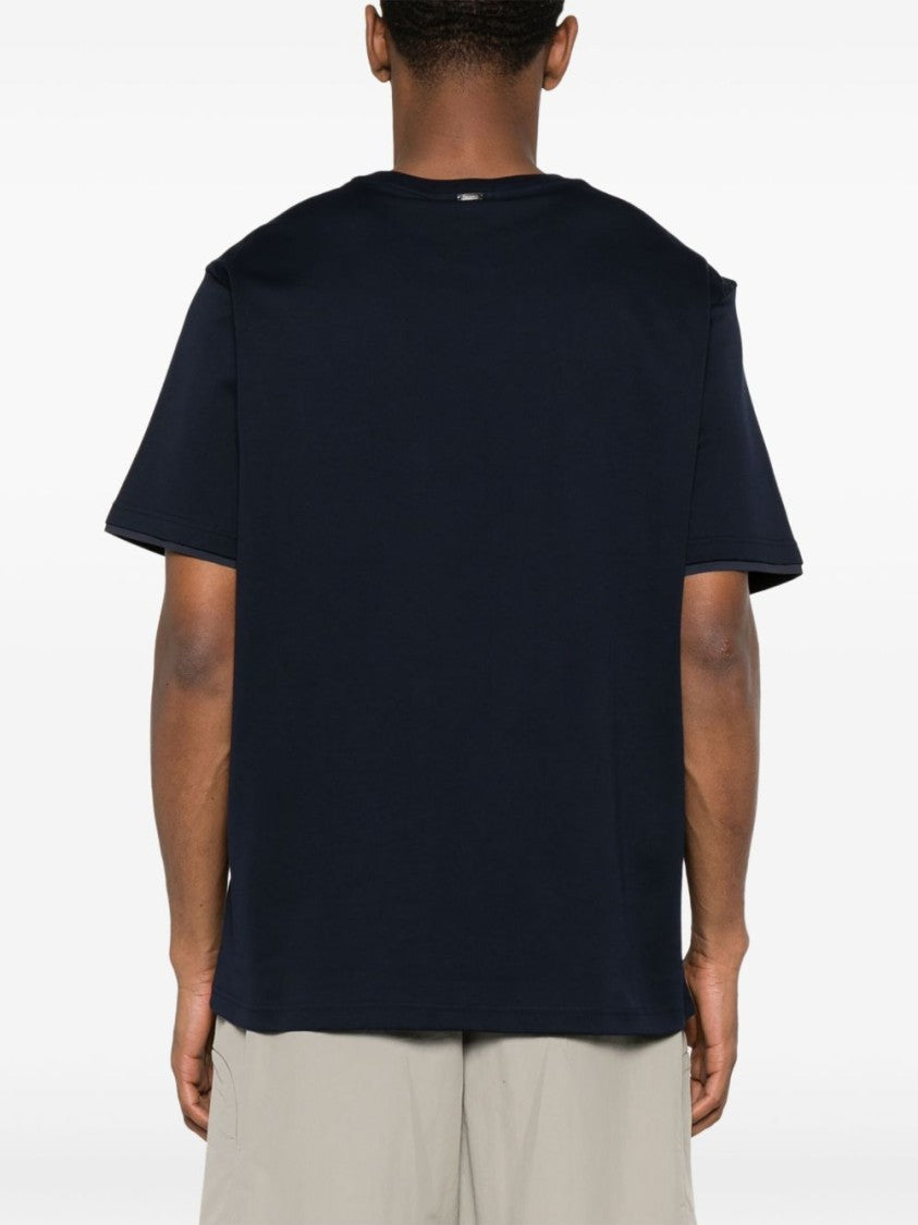 Herno Lightweight Midnight Blue Cotton Crew Neck T-Shirt