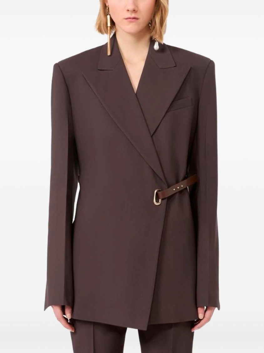 Sportmax Tailored Jacket With Asymmetrical Closure And Belted Detail