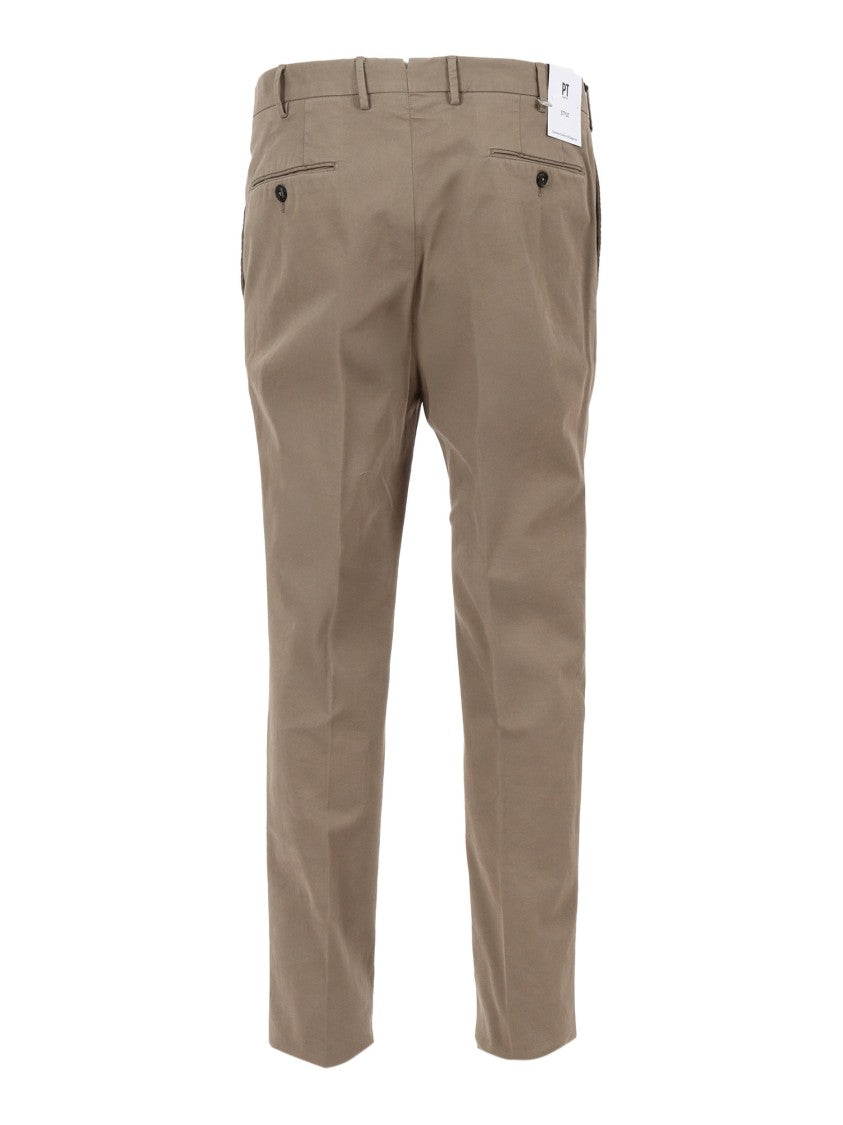 Pt01 Slim Fit Trousers With Diagonal Pockets