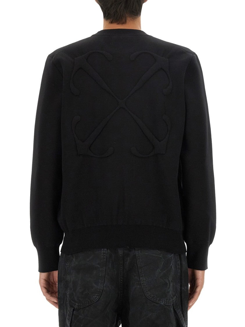 Off-White Regular Fit Cotton Sweatshirt With Embossed Logo