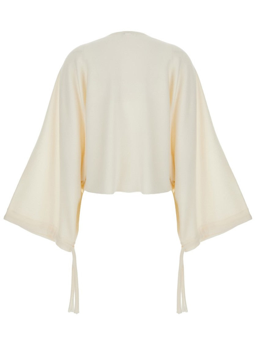 Max Mara Relaxed Fit Fine Wool Sweater With Tied Sleeves