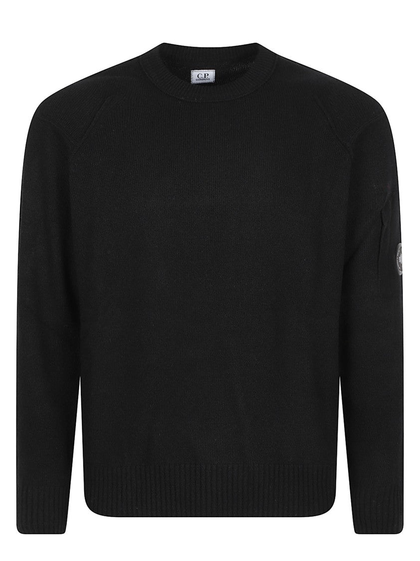 C.P. Company Black Lens Solid Knit Crewneck Wool-Blend Sweater