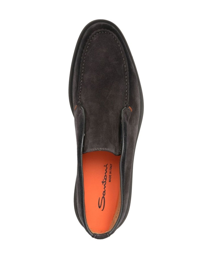 Santoni Ankle-Length Slip-On Suede Boots With Round Toe