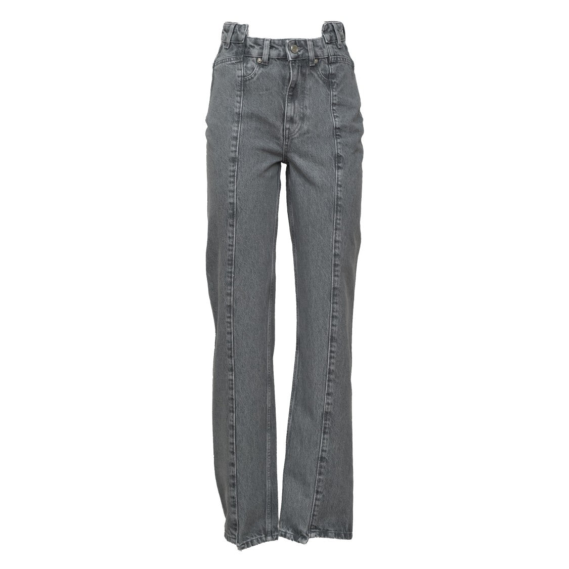 Ganni Rigid Denim Fold Straight-Leg Jeans