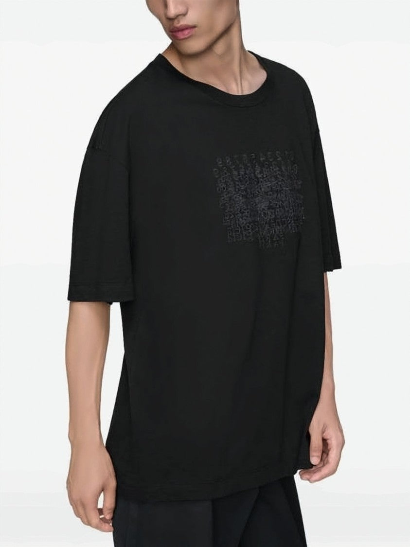 Maison Margiela Relaxed-Fit Black T-Shirt With Textured Graphic Print
