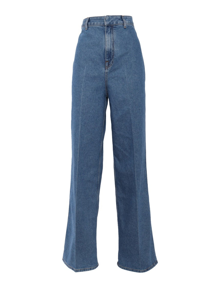 Philosophy Di Lorenzo Serafini Straight-Leg Blue Denim Jeans With High Waist