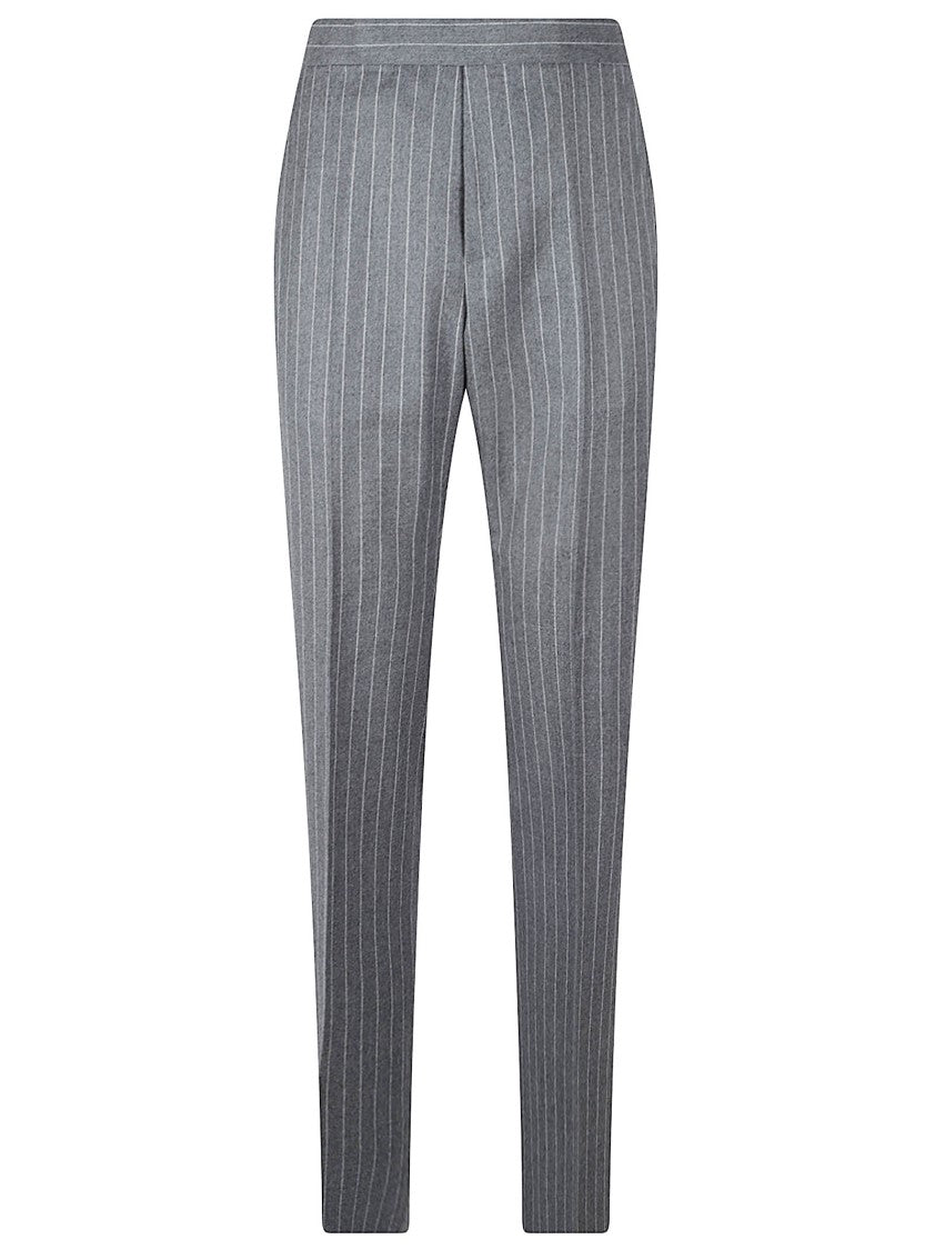 Tom Ford Tailored Grey Trousers With Pinstripe Pattern And Structured Waistband