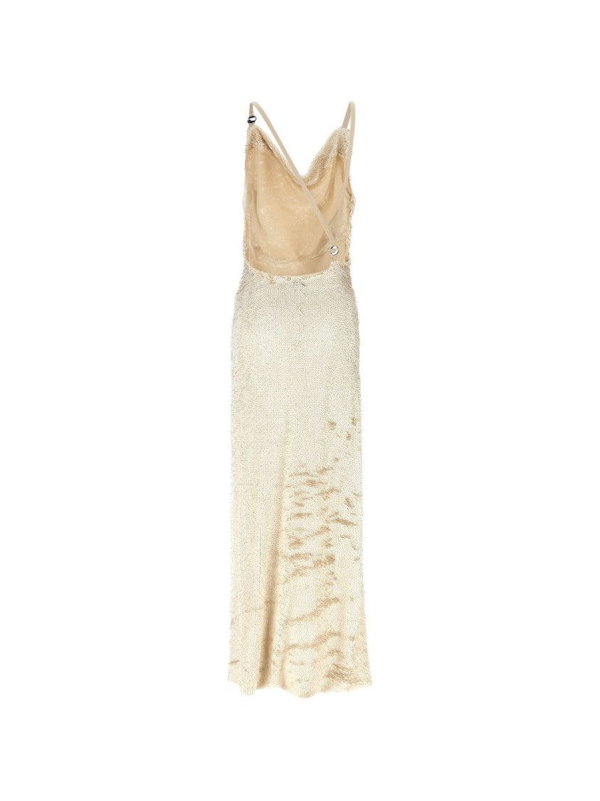 Coperni Sequin-Embellished Cowl Neck Floor-Length Dress
