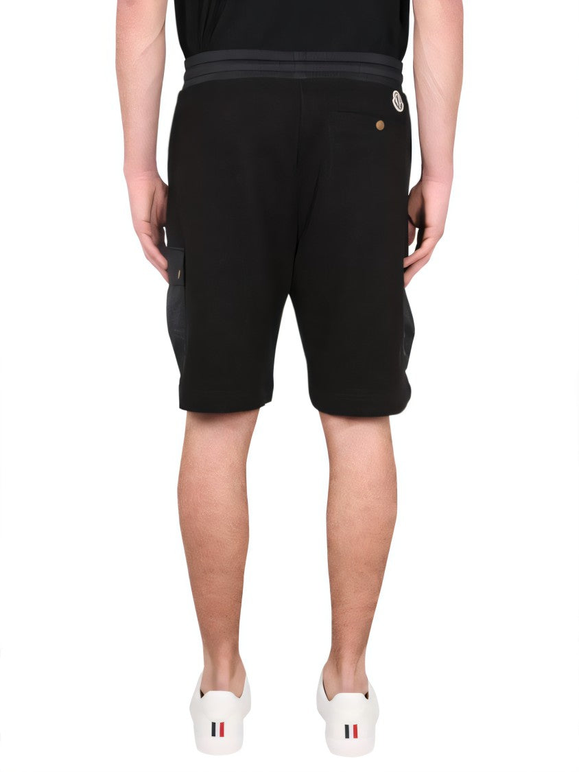 Moncler Relaxed Fit Black Shorts With Elastic Waistband