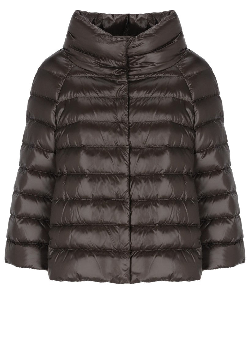 Herno Brown High Neck Quilted Down Jacket