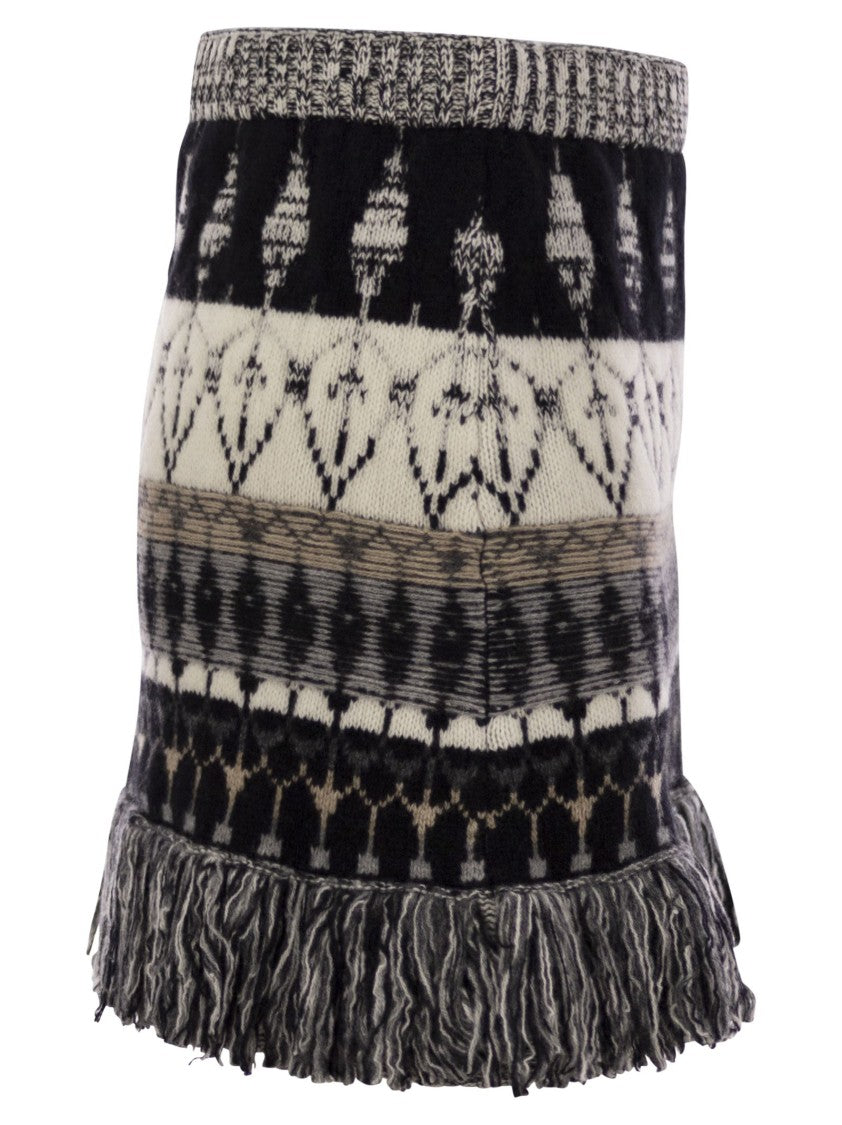 Vanisé Wool And Cashmere Blend Jacquard Skirt