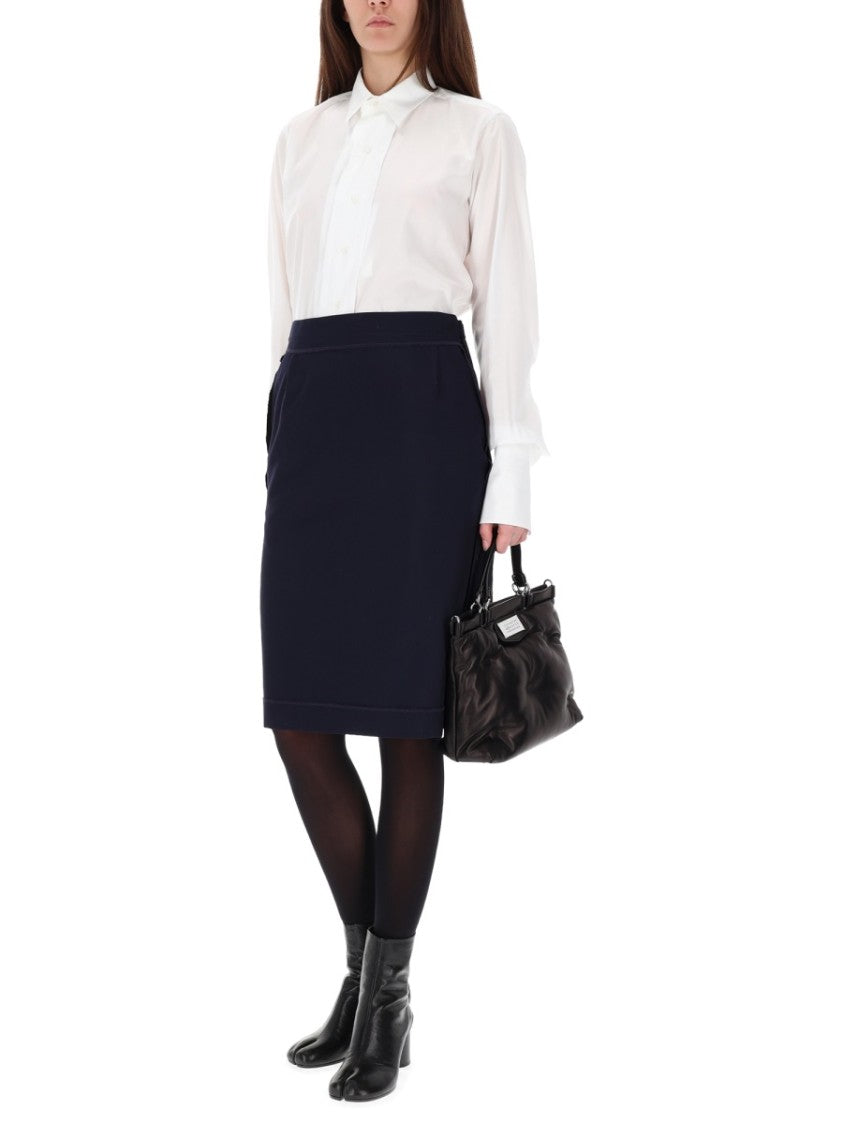 Maison Margiela Black Polyester-Blend Zipper Midi Skirt