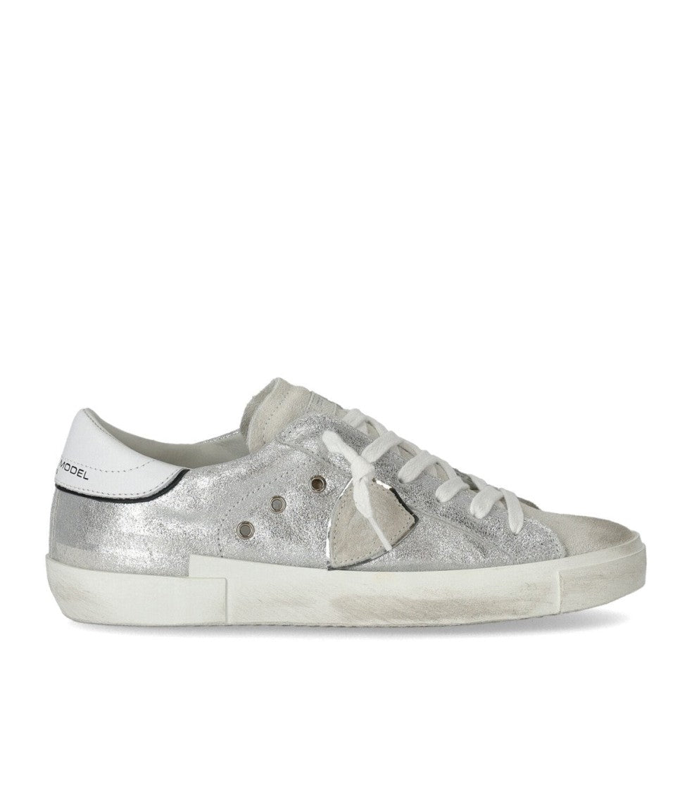Philippe Model Prsx Low Metal Silver Sneaker