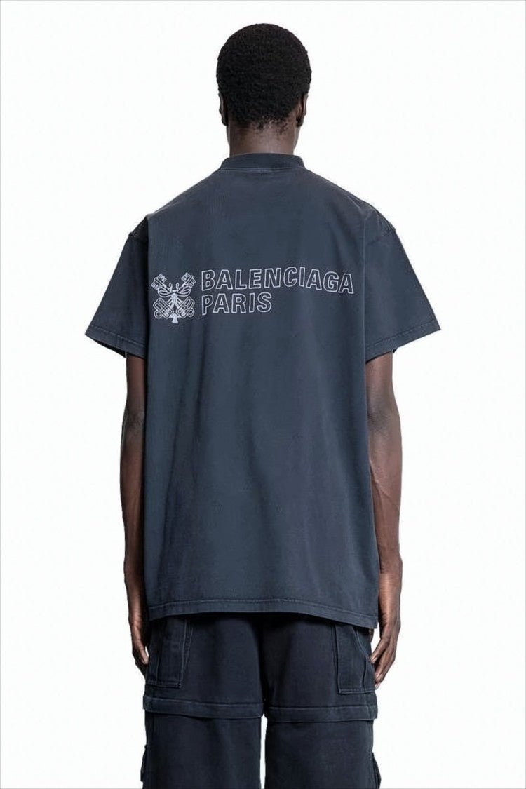 Balenciaga Loose-Fitting Black T-Shirt With High Neckline