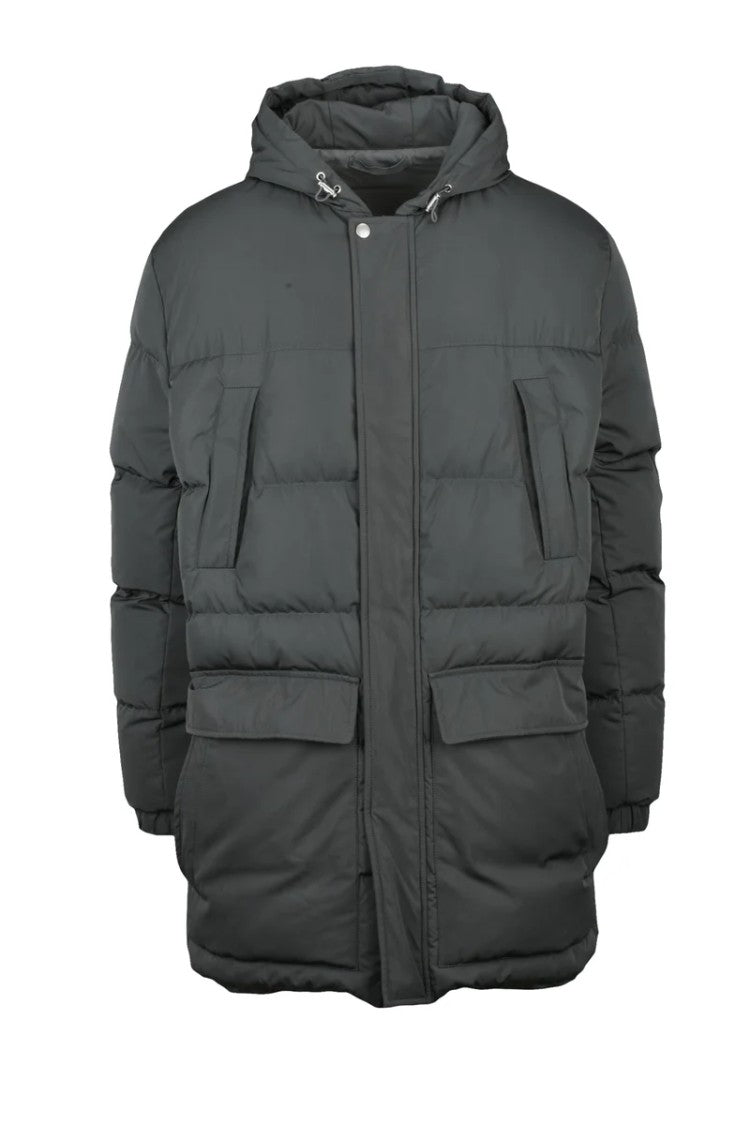 Eleventy Long Down Jacket Polyester - Grey