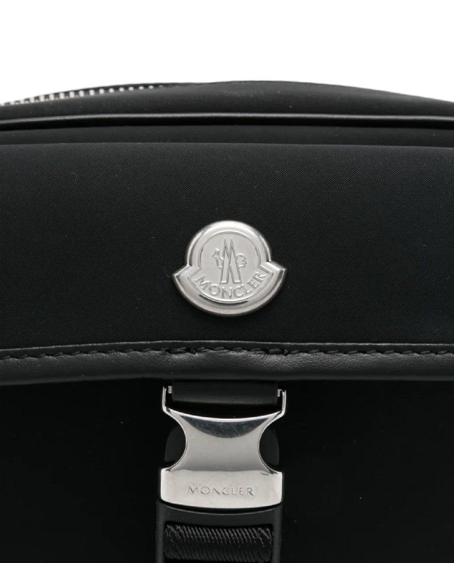 Moncler Minimalist Black Crossbody Bag With Metallic Clasp