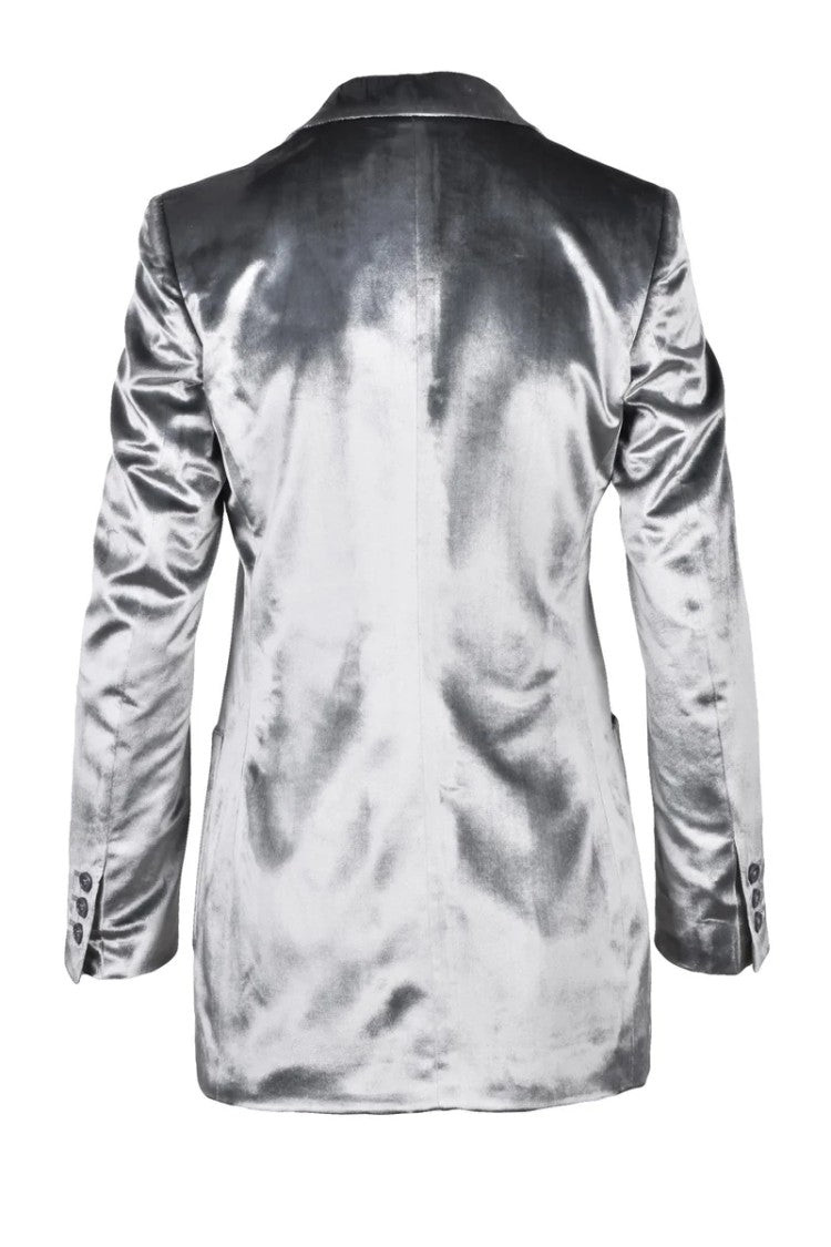 Red Valentino Velvet Jacket With Button - Grey