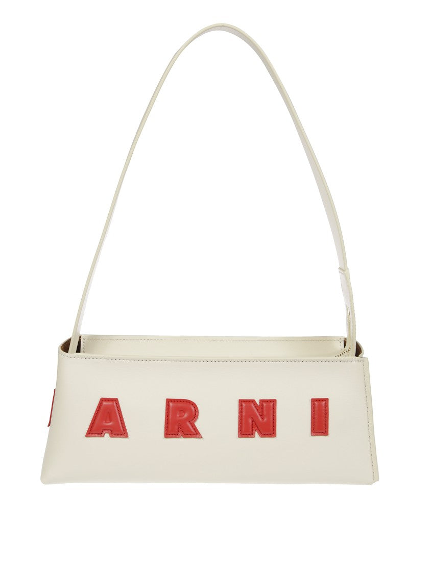 Marni Elongated Silhouette Shoulder Bag With Bold Lettering