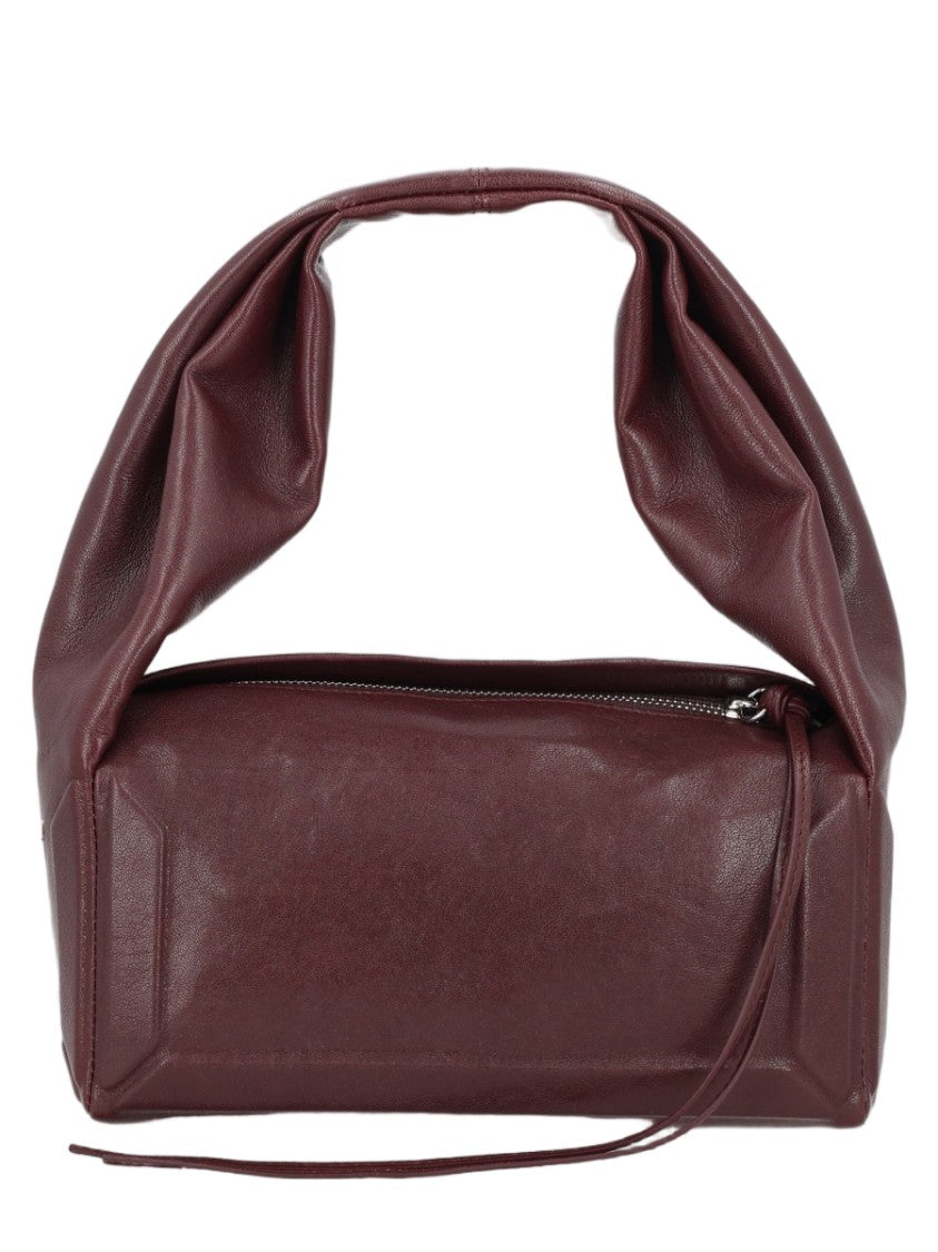 Maison Margiela Structured Burgundy Handbag With Sculptural Handle