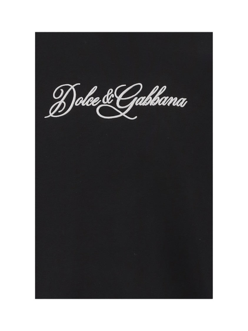 Dolce & Gabbana Cotton Sweatshirt With Front Logo Print And Ribbed Edges