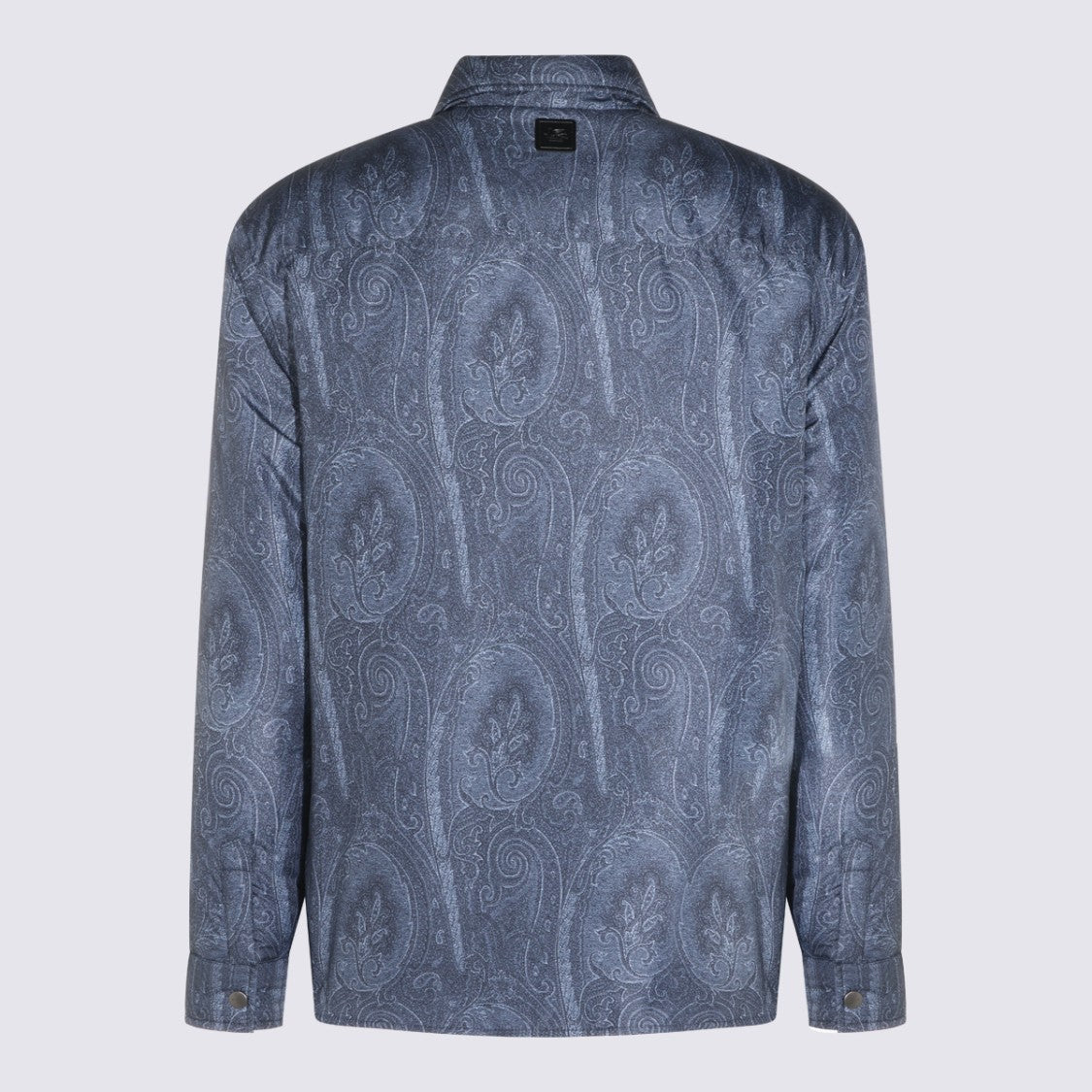Etro Dark Blue Paisley-Pattern Button-Up Shirt With Classic Collar