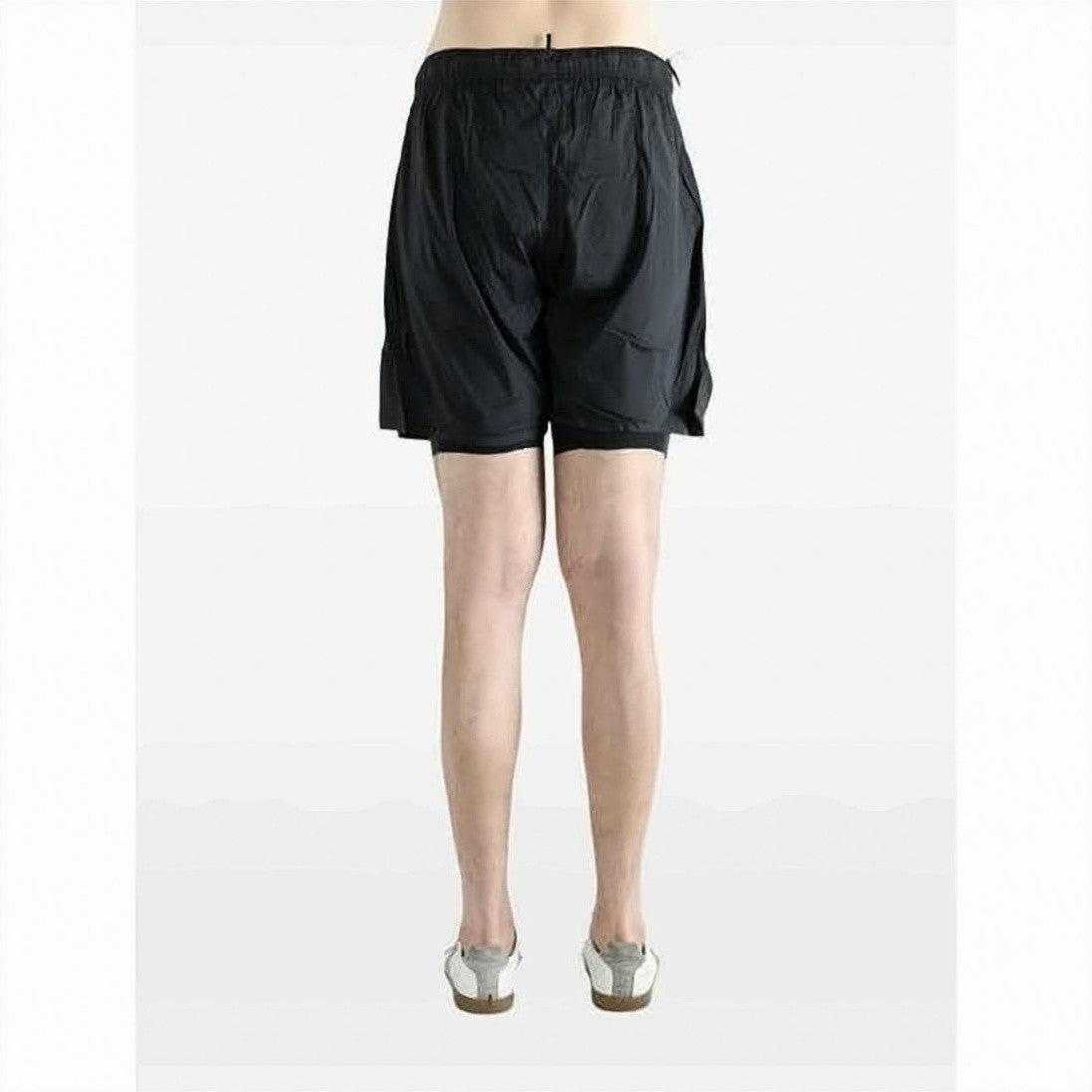 Satisfy Layered Black Shorts With Elastic Waistband