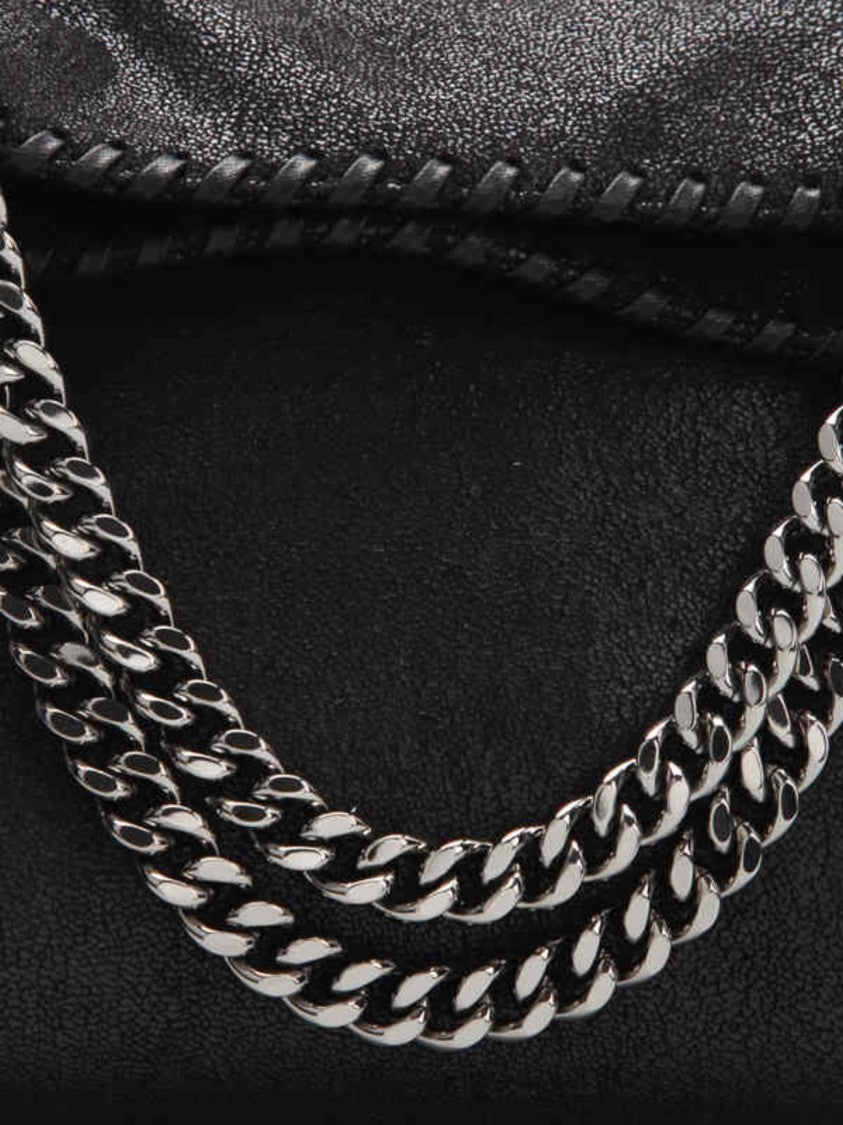 Stella Mccartney Black Silver-Tone Chain-Trimmed Shoulder Bag